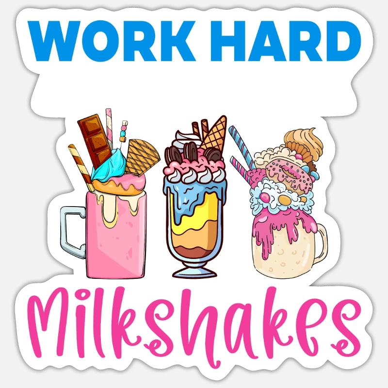 J’adore Milkshakes Milkshake Gift - Sticker taille S (10 x 10 cm) - blanc mat