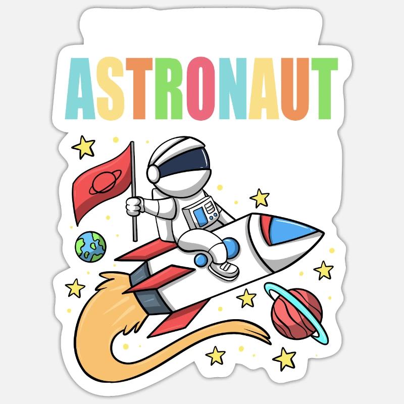 Space Birthday 9 Astronaut Planets Rocket Ship Sticker size S (10 x 10 cm)