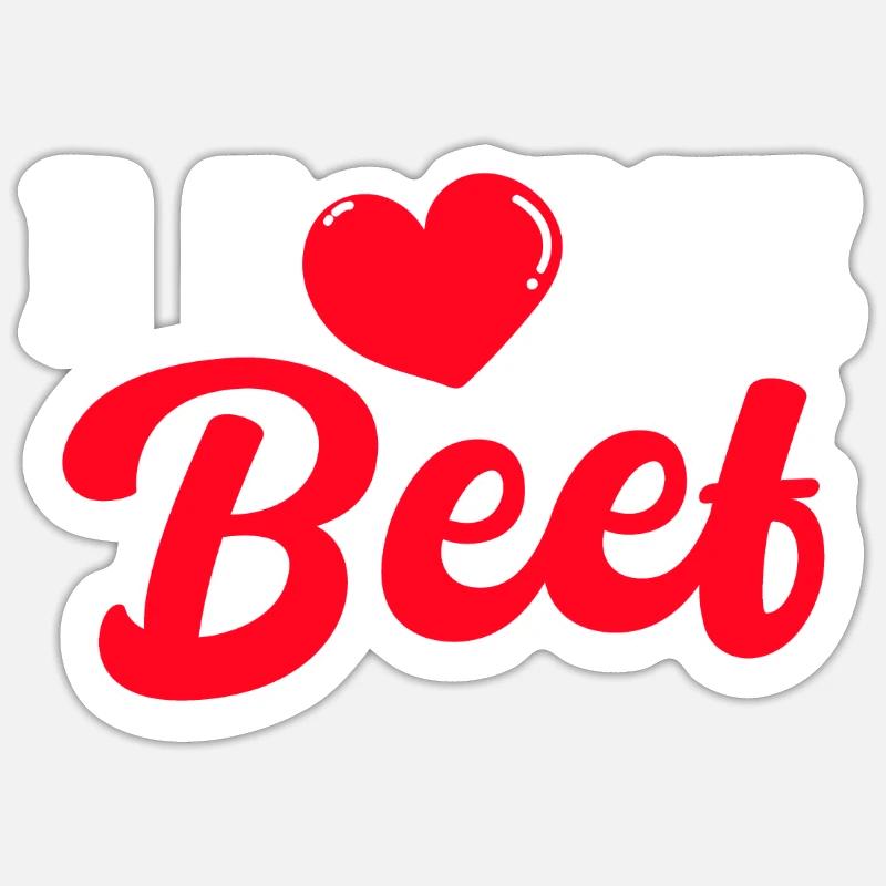 J’adore le bœuf - Sticker taille S (10 x 10 cm) - blanc mat