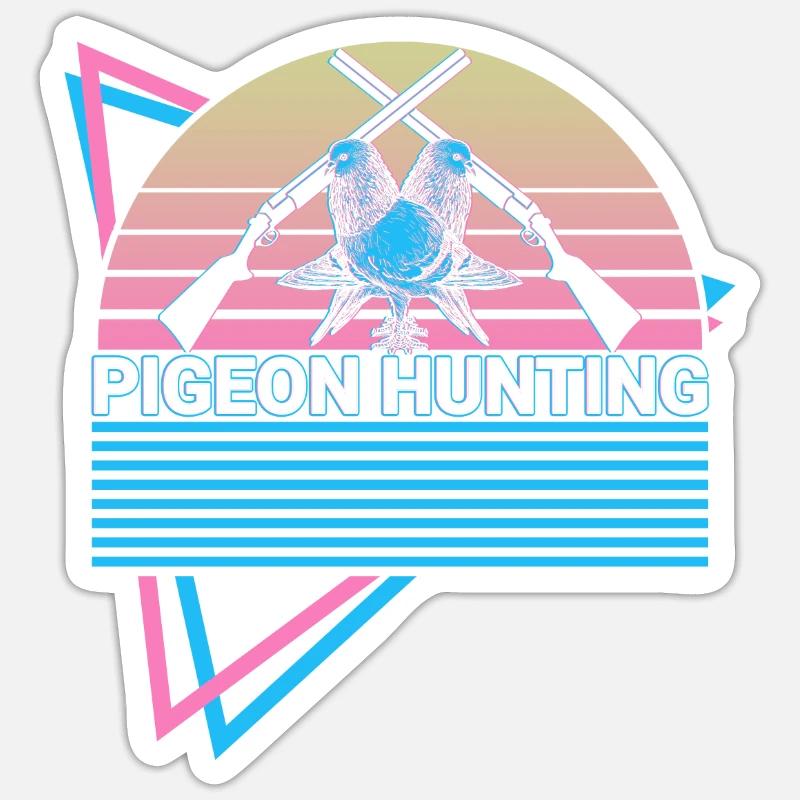 Taubenjagd Taubenjäger Retro - Sticker Größe S (10 x 10 cm) - Mattweiß