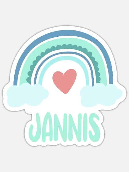 Jannis Name Regenbogen Baby - Sticker Größe S (10 x 10 cm) - Mattweiß