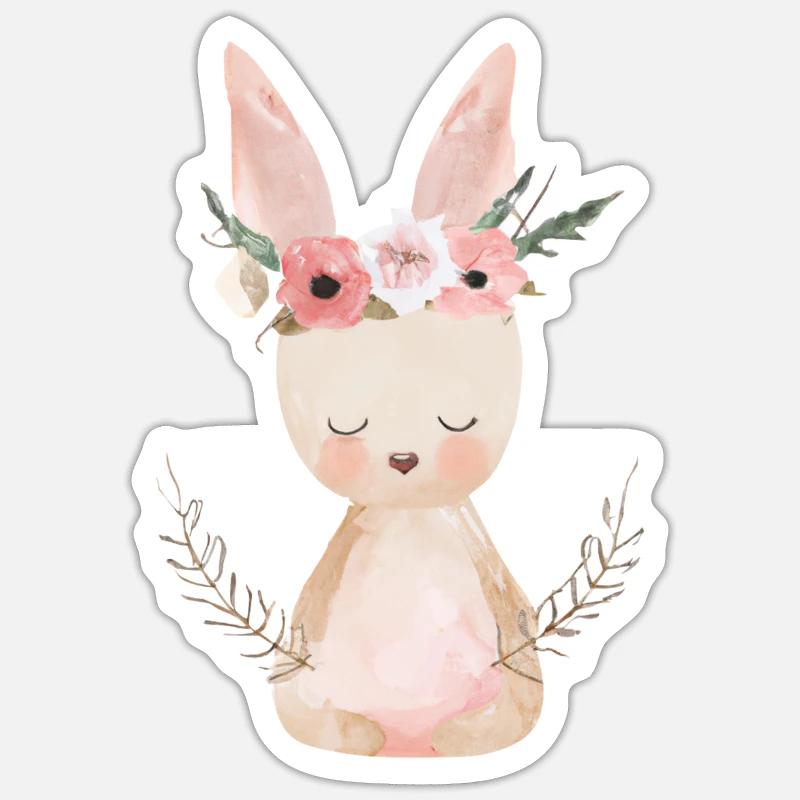 Lapin de Pâques mignon - Sticker taille S (10 x 10 cm) - blanc mat