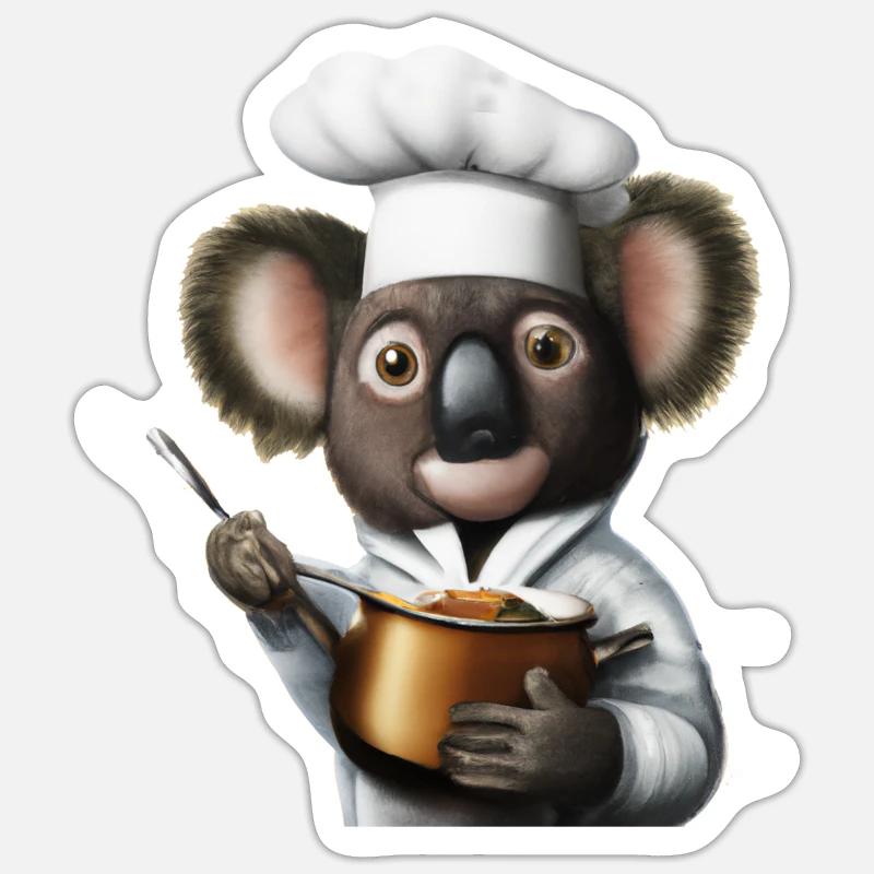 Chef Koala - Sticker taille S (10 x 10 cm) - blanc mat
