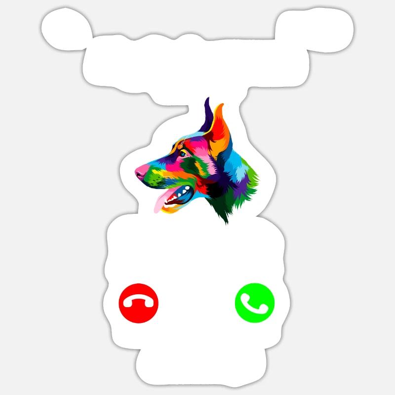 Doberman - Sticker taille S (10 x 10 cm) - blanc mat