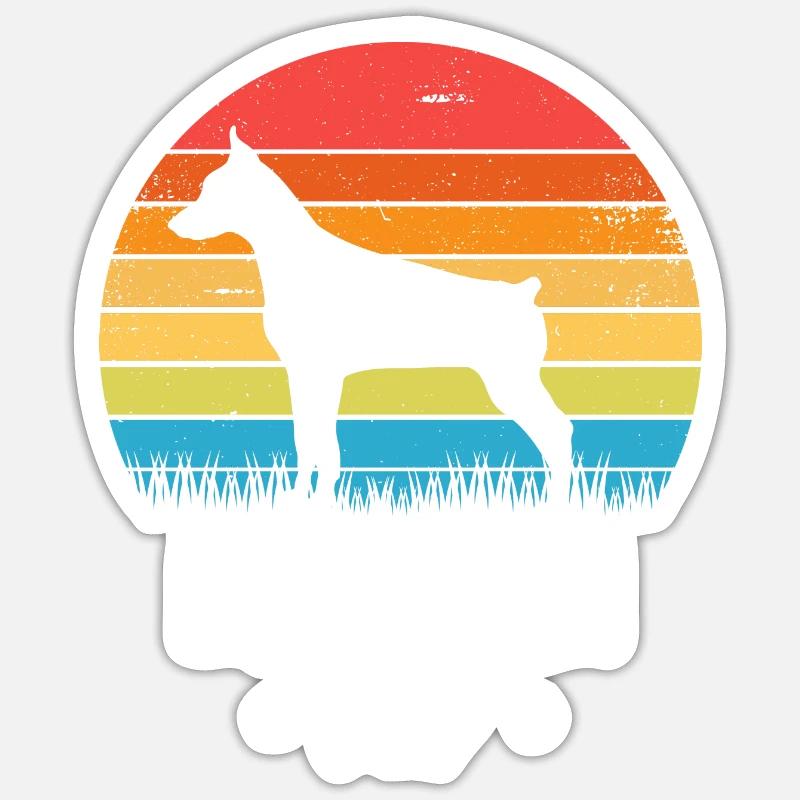 Doberman - Sticker taille S (10 x 10 cm) - blanc mat