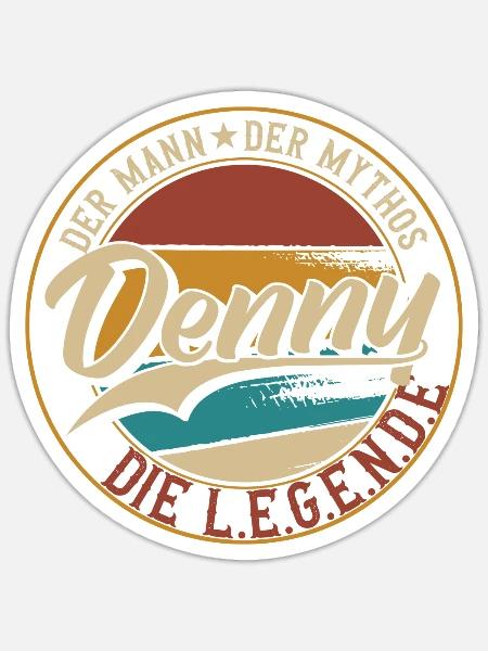 Denny Der Mann der Mythos die Legende Geschenk - Sticker Größe S (10 x 10 cm) - Mattweiß