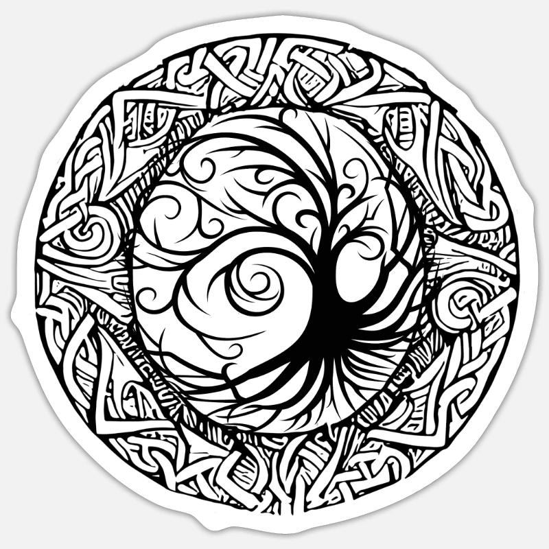Celtic Ireland Celtic Knot Pattern Tree - Sticker size S (10 x 10 cm) - white matte