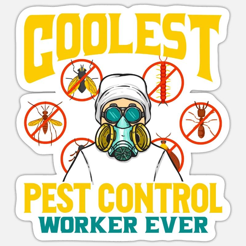 Der coolste Schädlingsbekämpfer aller Zeiten - - Sticker Größe S (10 x 10 cm) - Mattweiß