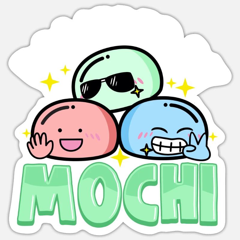Propulsé par mochi - Sticker taille S (10 x 10 cm) - blanc mat