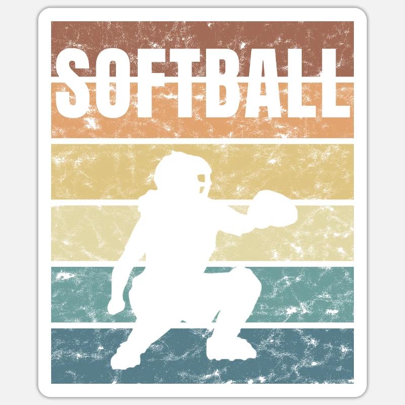 Softball Basepall Schläger Pitcher Catcher - Sticker Größe S (10 x 10 cm) - Mattweiß