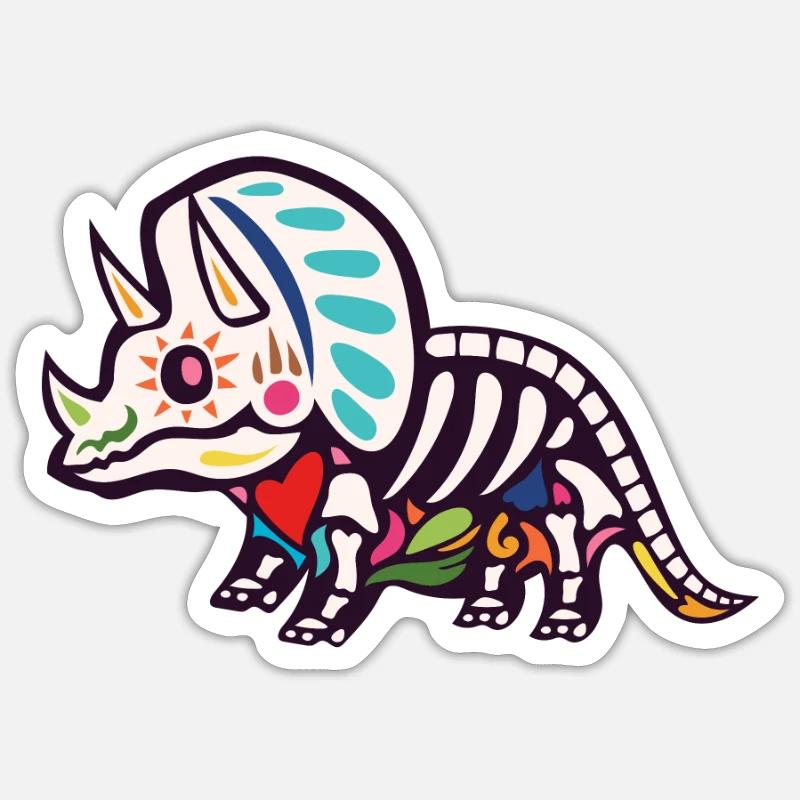 Tricératops - Sticker taille S (10 x 10 cm) - blanc mat
