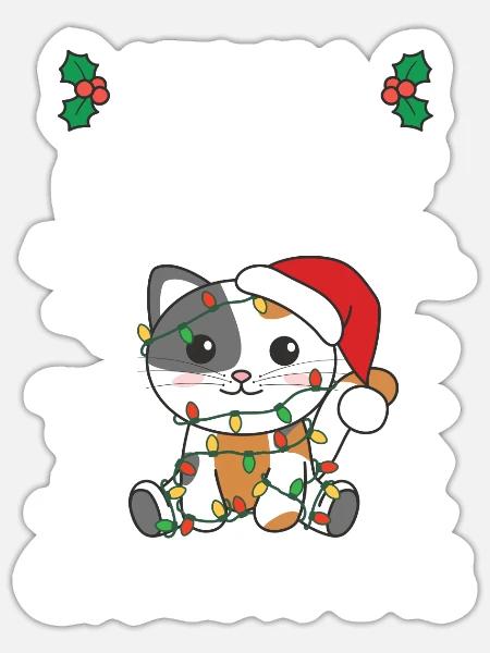 Ich will ein Katze zu Weihnachten süße Katzen - Sticker Größe S (10 x 10 cm) - Mattweiß