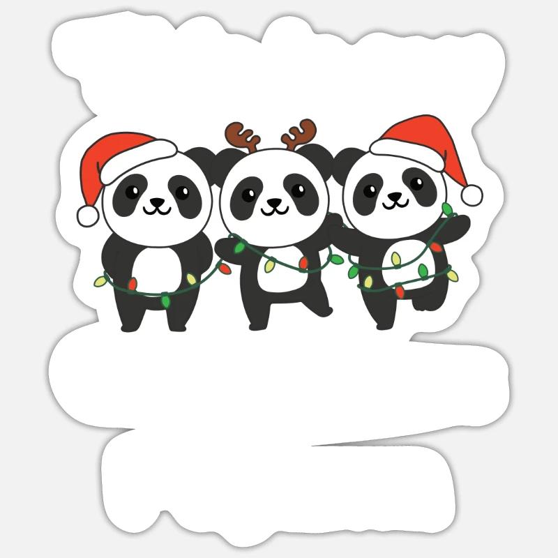 Panda Sapin de Noël Pyjama Sticker taille S (10 x 10 cm)