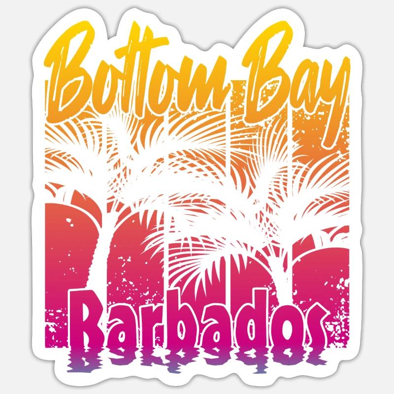 Bottom Bay Barbade - Sticker taille S (10 x 10 cm) - blanc mat