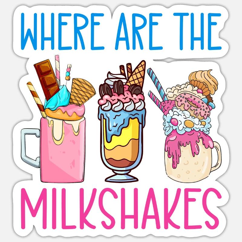 J’adore Milkshakes Milkshake Gift - Sticker taille S (10 x 10 cm) - blanc mat
