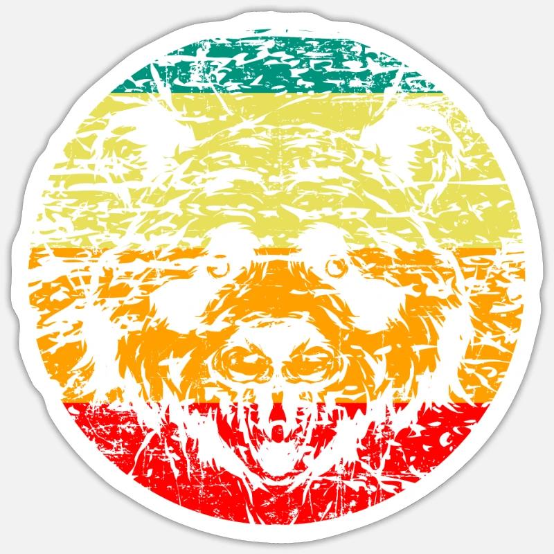 Panda Head rétro - Sticker taille S (10 x 10 cm) - blanc mat