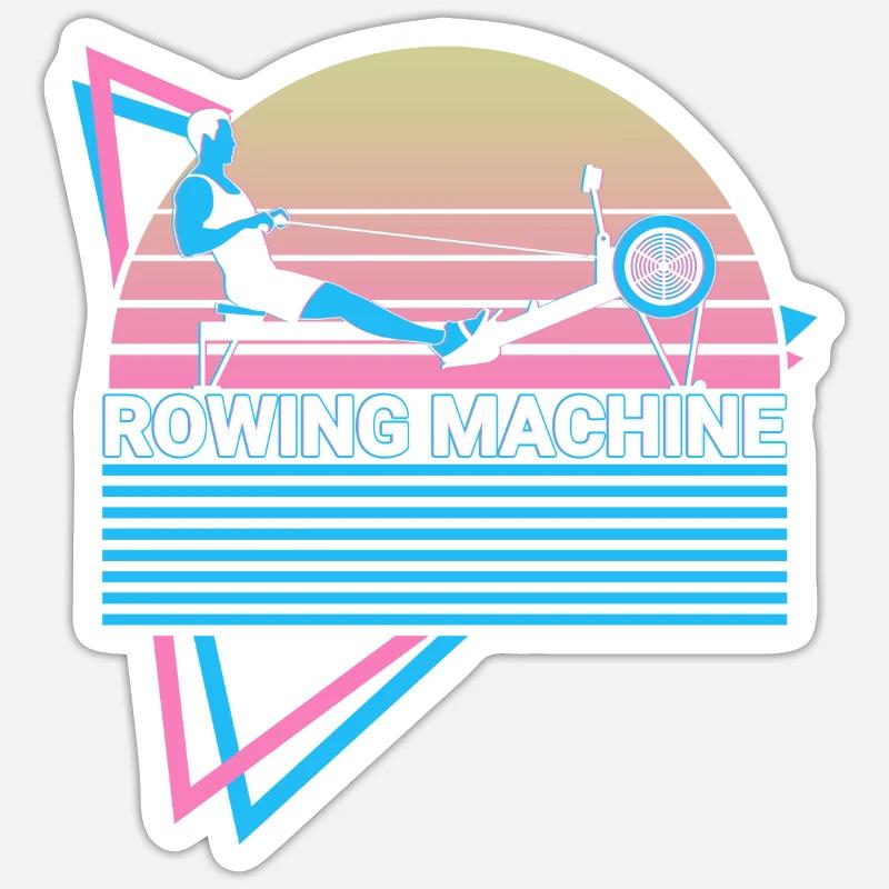 Rameur rétro - Sticker taille S (10 x 10 cm) - blanc mat