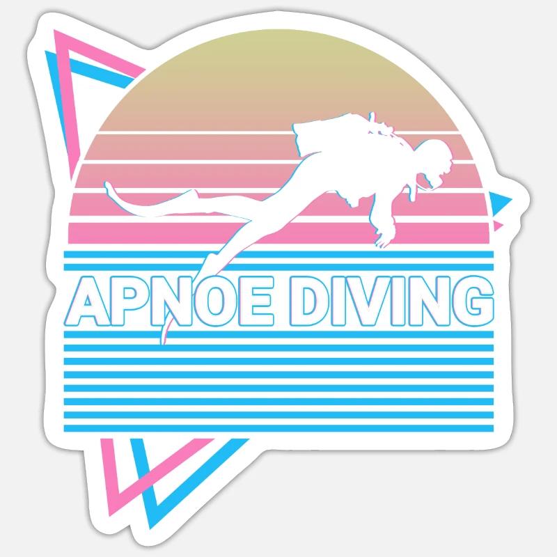 Apnée Plongée Apnée Plongeur Rétro - Sticker taille S (10 x 10 cm) - blanc mat