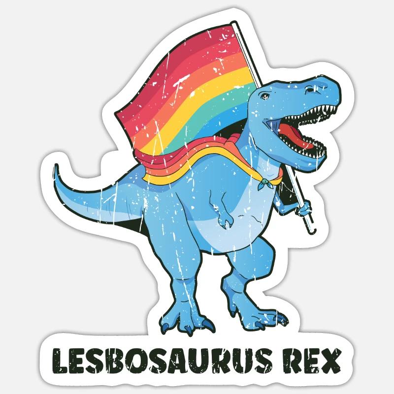 Lesbosaurus Rex - lesbisch - Sticker Größe S (10 x 10 cm) - Mattweiß