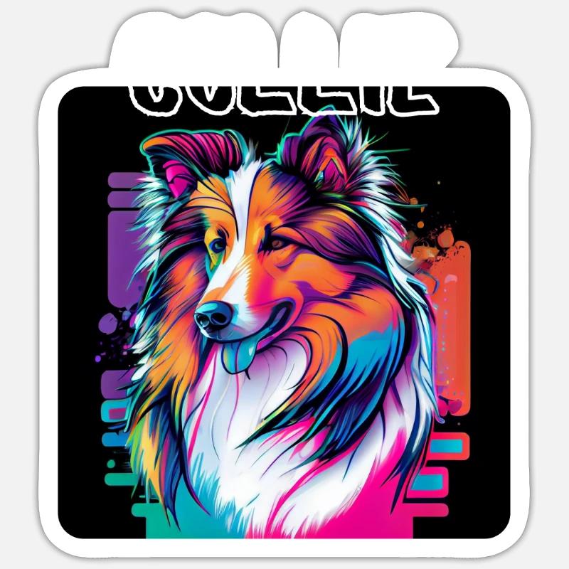 Graffiti Style - Cooler Collie 3 - Sticker Größe S (10 x 10 cm) - Mattweiß