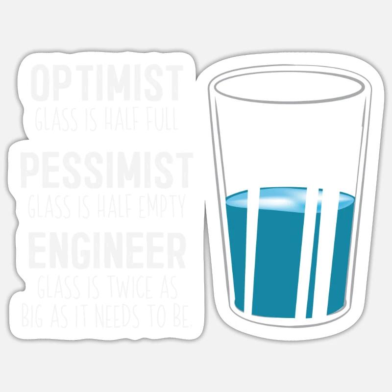 Funny Engineering Computer Civil Optimist Glas Sticker Größe S (10 x 10 cm)