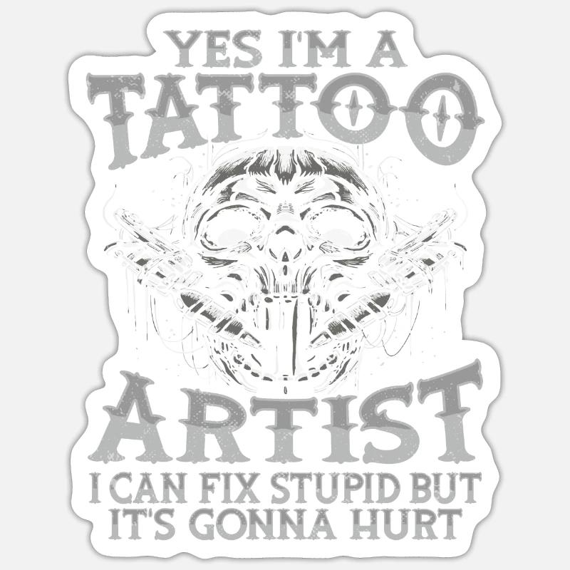 Conception de tatouage de crâne pour studio de tatouage - Sticker taille S (10 x 10 cm) - blanc mat