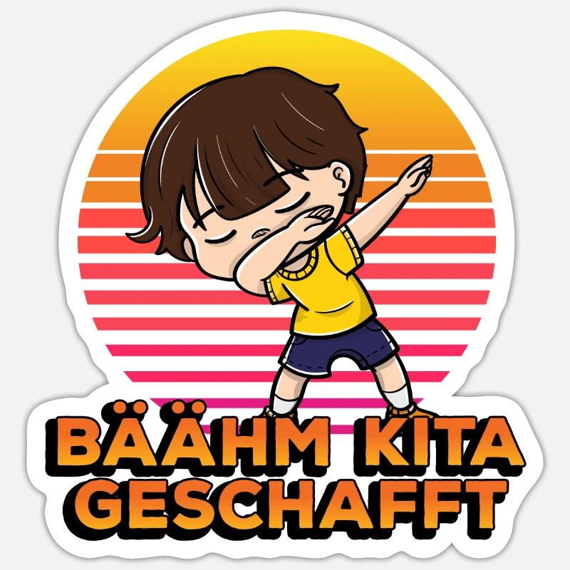 Bäähm Kita Geschafft Funny Dabbing Elementary - Sticker Größe S (10 x 10 cm) - Mattweiß