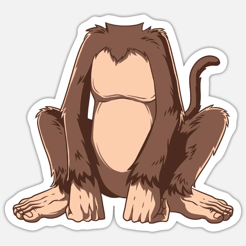 Easy Monkey Costume Monkey Body Headless Monkey Co Sticker size S (10 x 10 cm)