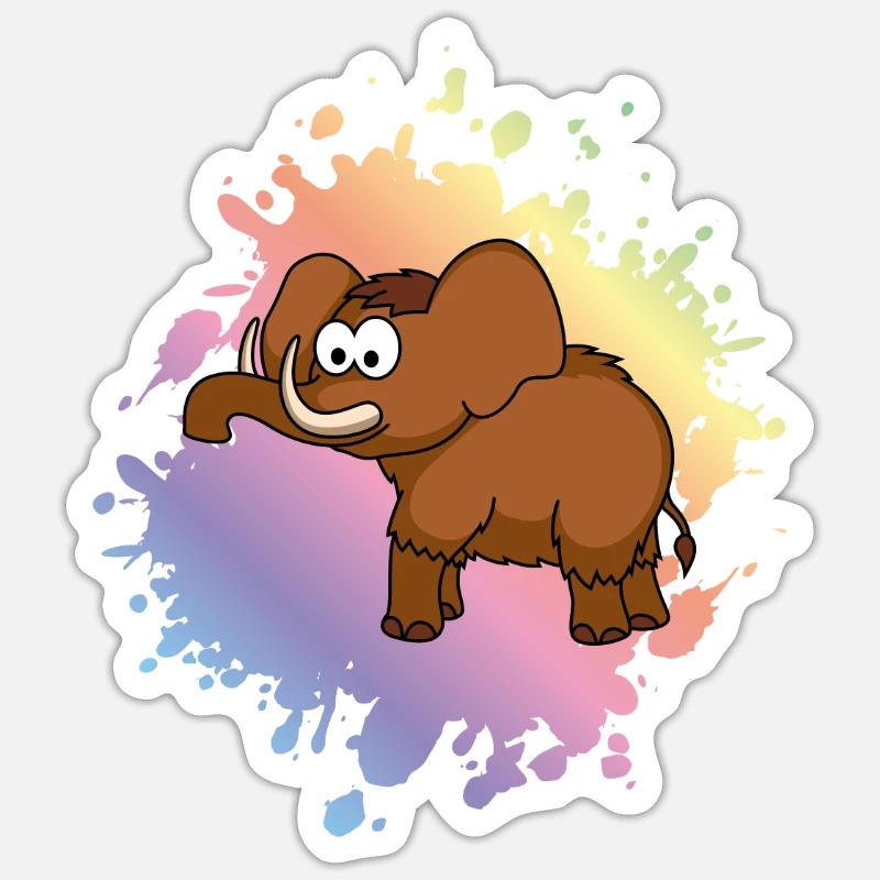 Mammut Comic Tier - Sticker Größe S (10 x 10 cm) - Mattweiß