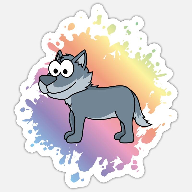 Wolf Comic Animal - Sticker taille S (10 x 10 cm) - blanc mat