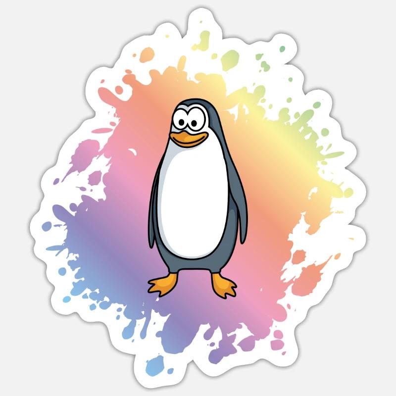 Pinguin Comic Tier - Sticker Größe S (10 x 10 cm) - Mattweiß