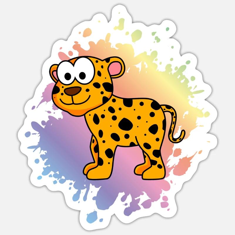 Leopard Comic Tier Sticker Größe S (10 x 10 cm)