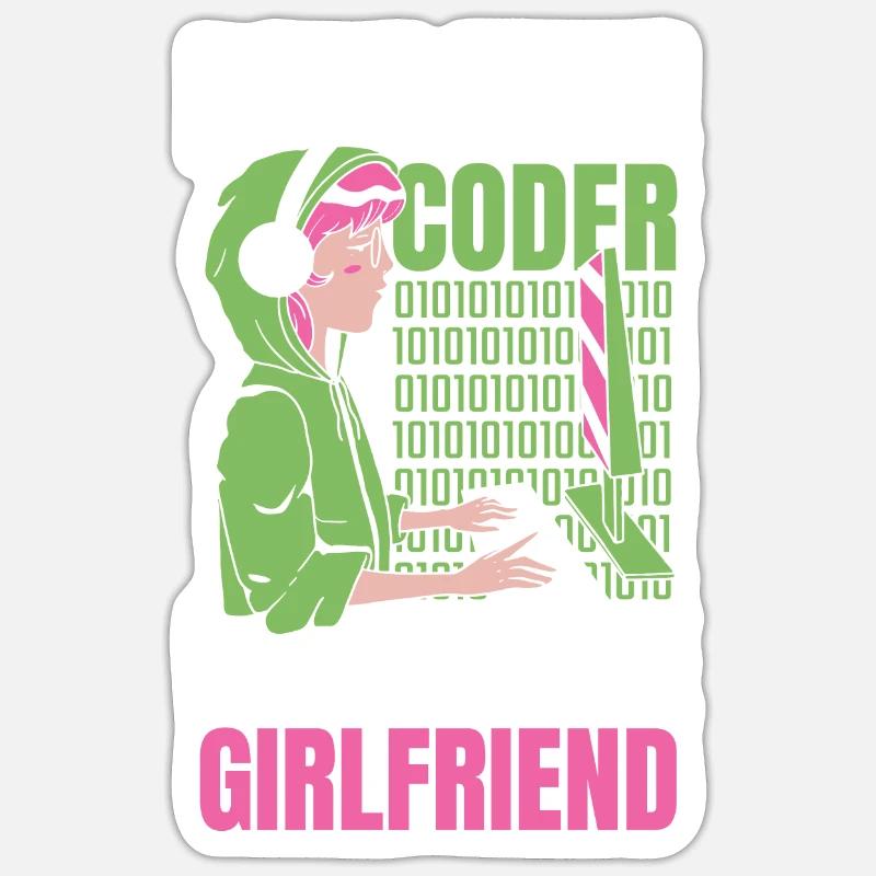 Entwickler Coder Programmierer Feste Freundin Sticker Größe S (10 x 10 cm)