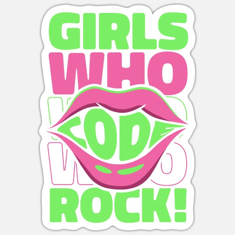 Développeur Coder Programmeur Girl Sticker taille S (10 x 10 cm)