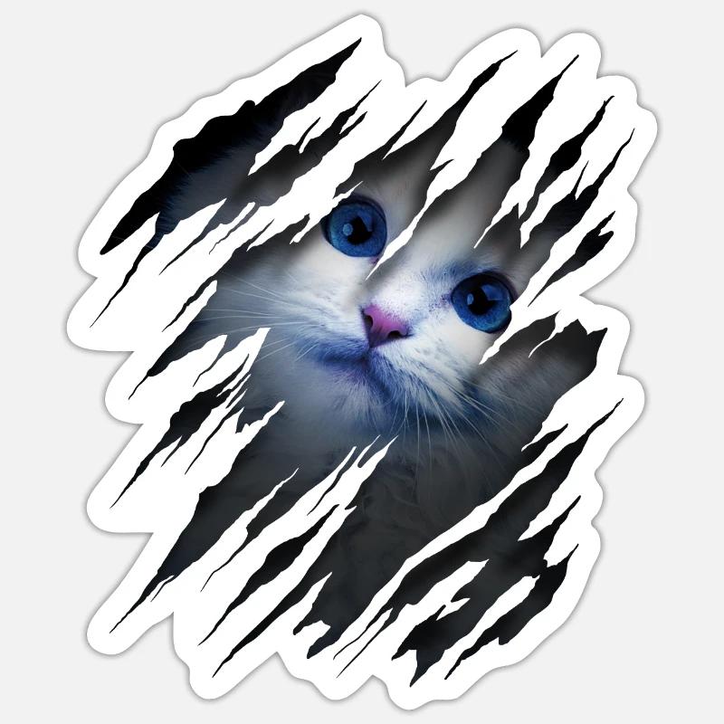 Cat with scratch - Cat face Scratch Cat Sticker size S (10 x 10 cm)