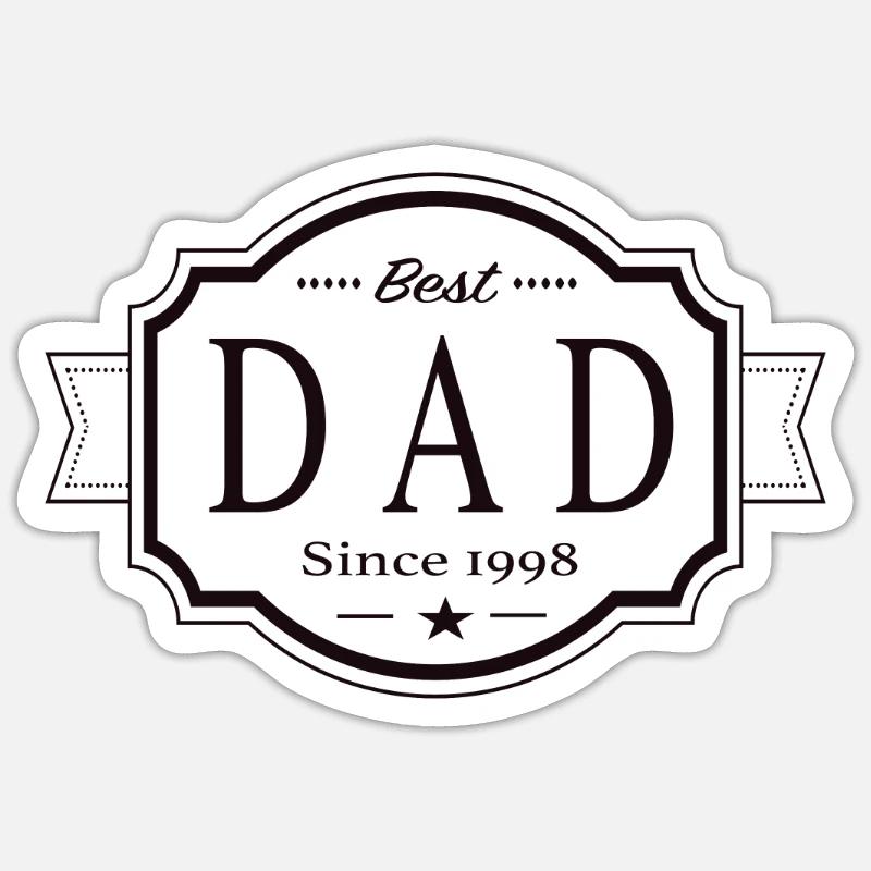 Bester Papa seit 1998 - Sticker Größe S (10 x 10 cm) - Mattweiß