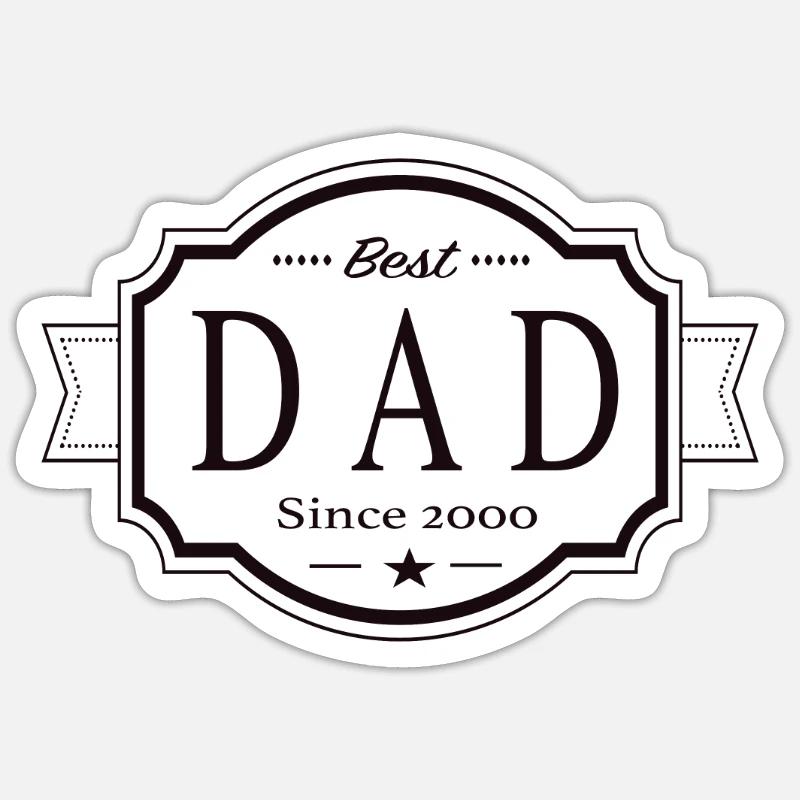 Bester Papa seit 2000 - Sticker Größe S (10 x 10 cm) - Mattweiß