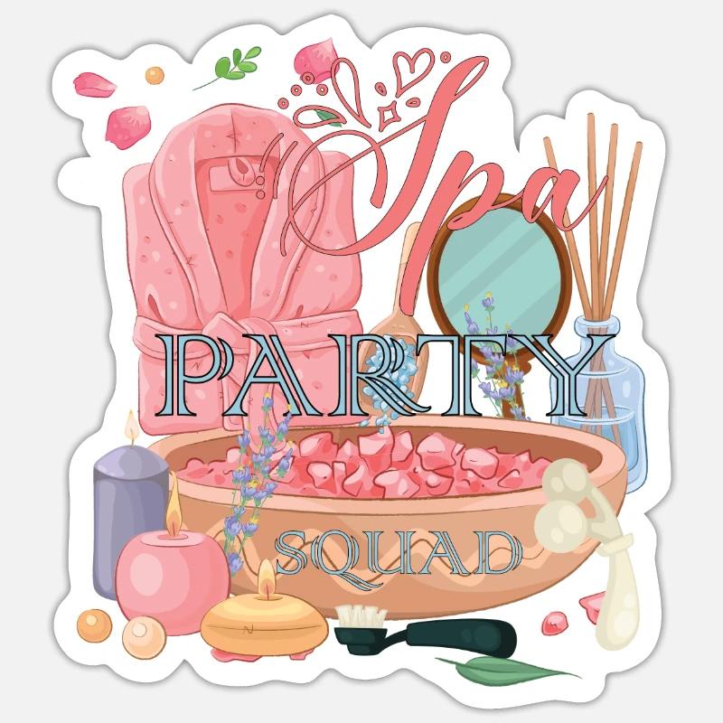 Spa Party Birthday Squad Rose Item Matching Theme - Sticker taille S (10 x 10 cm) - blanc mat