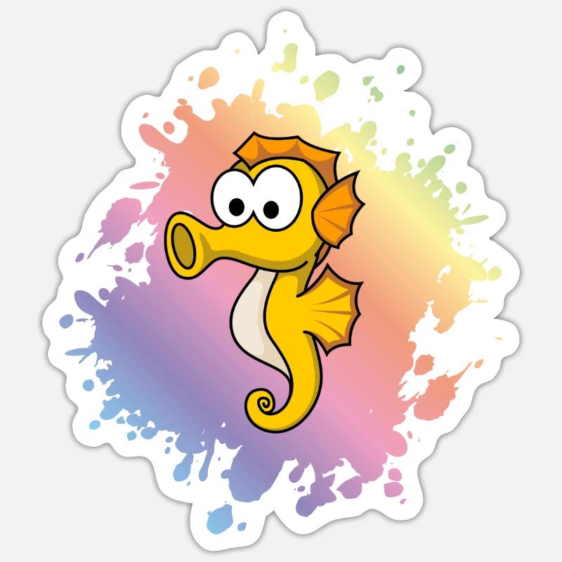 Seepferdchen Comic Tier - Sticker Größe S (10 x 10 cm) - Mattweiß