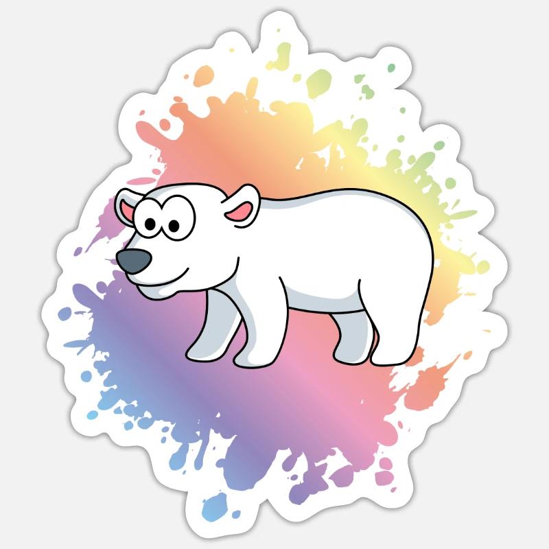 Eisbär Comic Tier - Sticker Größe S (10 x 10 cm) - Mattweiß