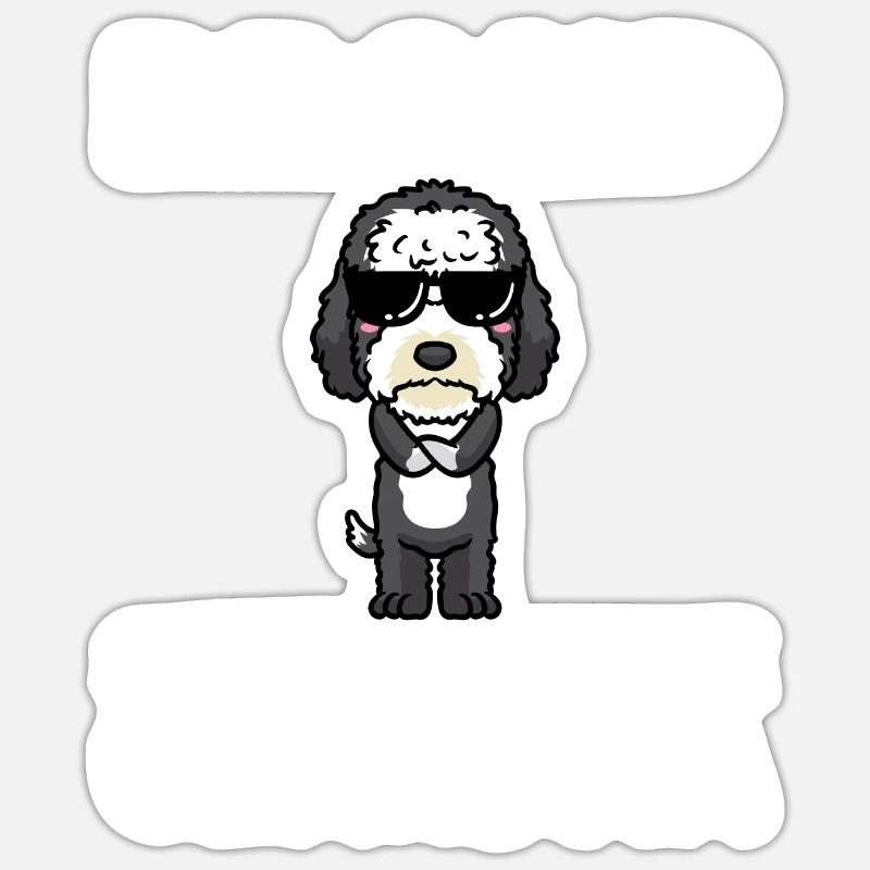 Sheepadoodle Hund - Sticker Größe S (10 x 10 cm) - Mattweiß