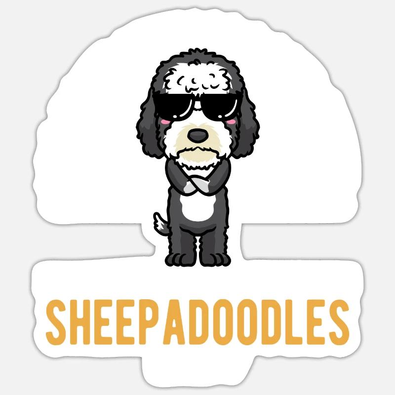 Sheepadoodle Hund - Sticker Größe S (10 x 10 cm) - Mattweiß