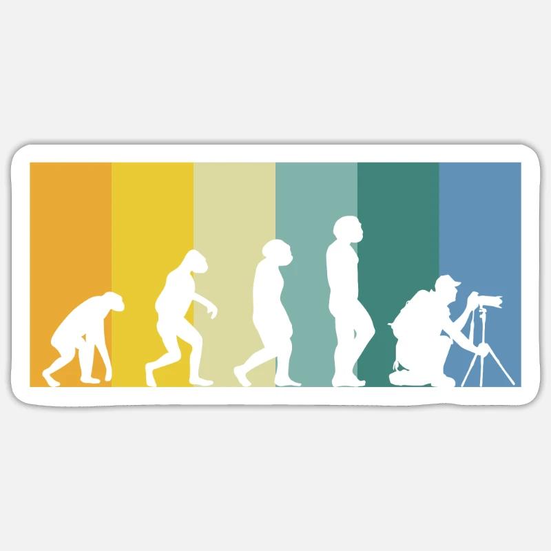 Photographe d’évolution avec trépied - coucher de soleil rétro Sticker taille S (10 x 10 cm)