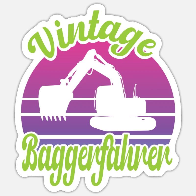 Baggerfahrer - Sticker Größe S (10 x 10 cm) - Mattweiß