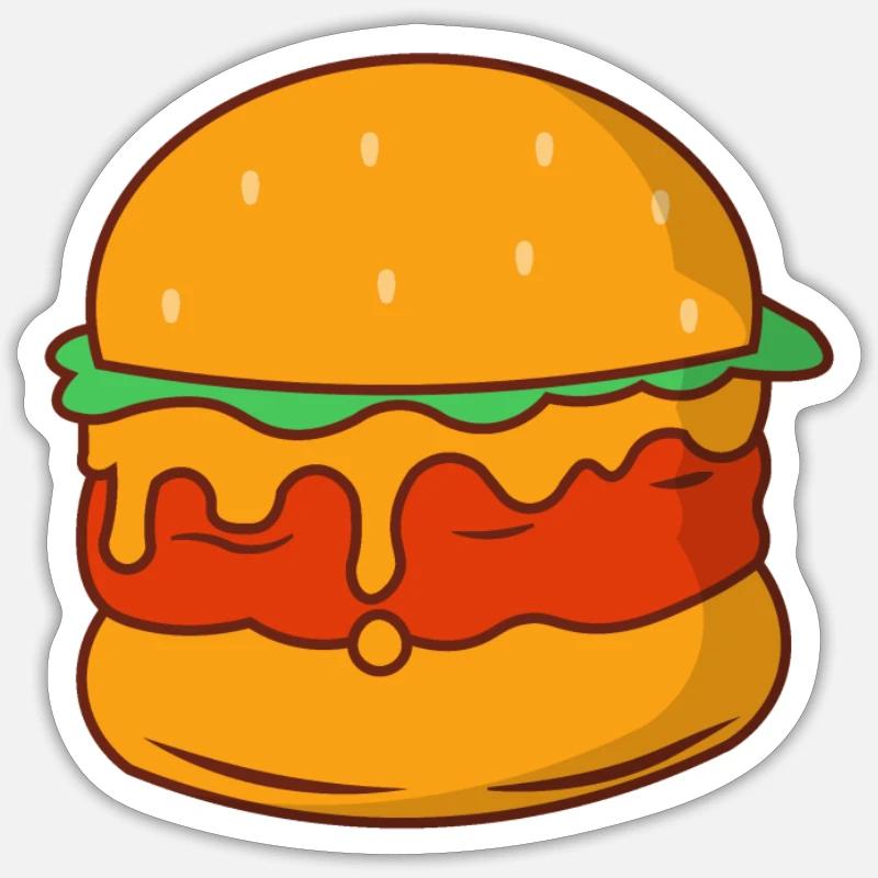 Burger Cheeseburger Dessin de restauration rapide Sticker taille S (10 x 10 cm)