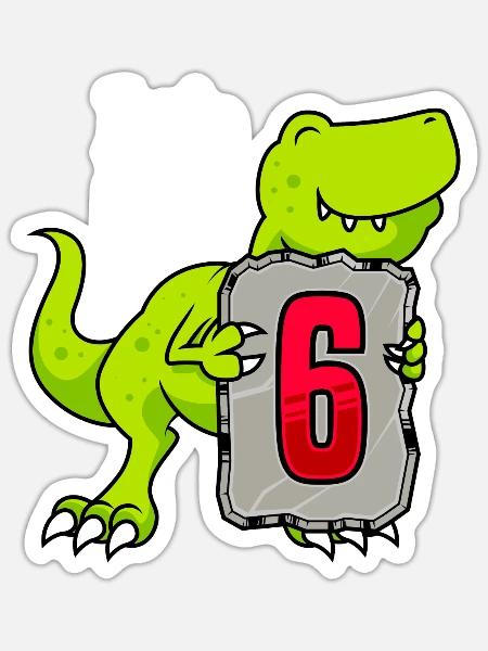 6. Geburtstag Dino Junge 6 Jahre - Sticker Größe S (10 x 10 cm) - Mattweiß