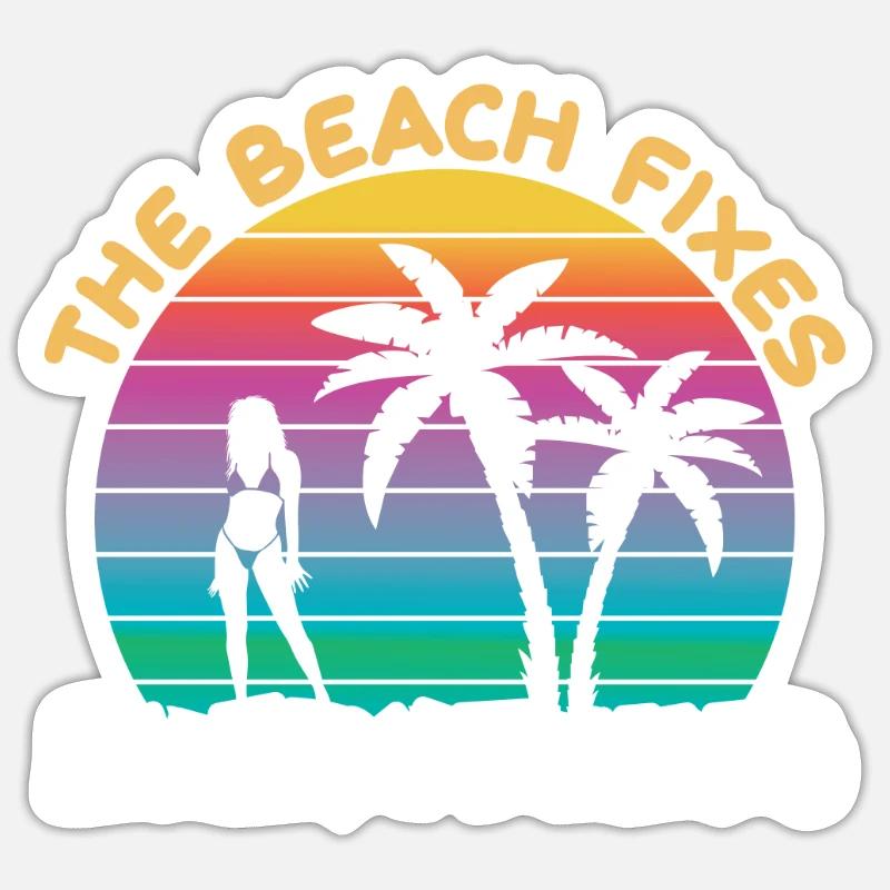 Beach Fixes Everything Strand Surfer Sticker size S (10 x 10 cm)