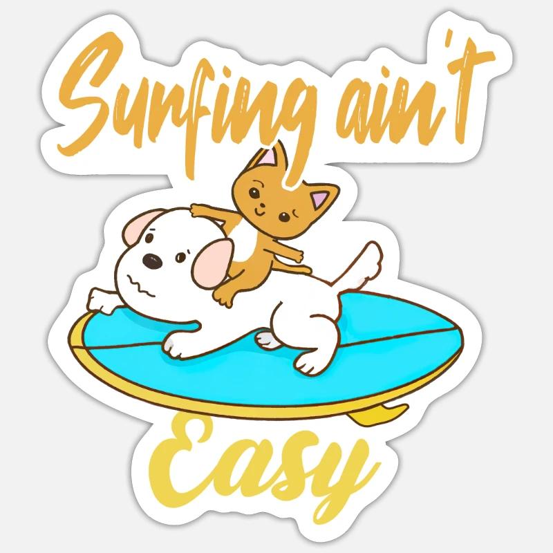 Surfing ain't Easy - Sticker Größe S (10 x 10 cm) - Mattweiß