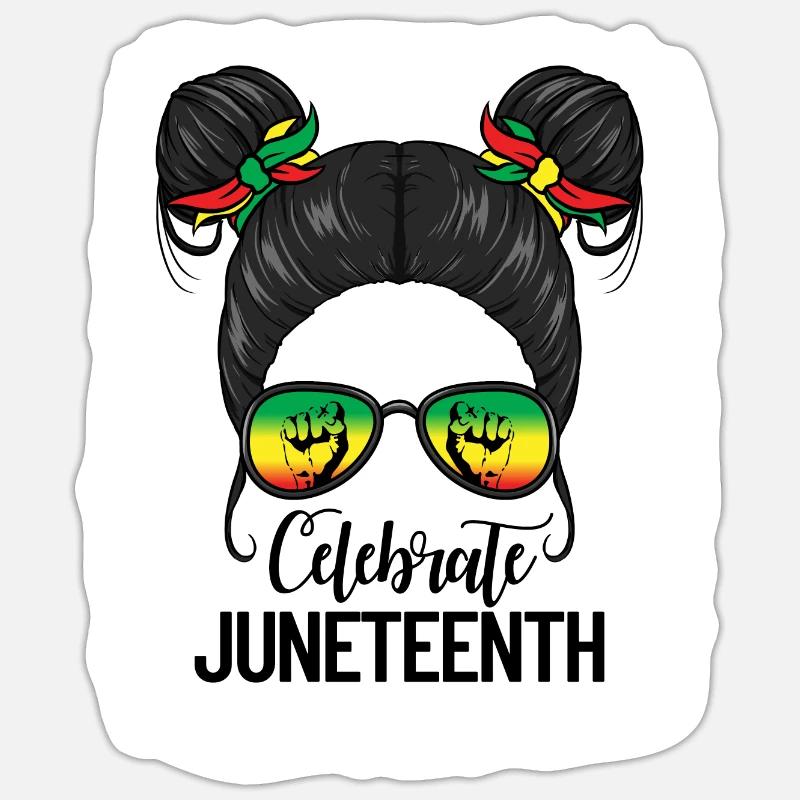 Feiern Sie Juneteenth Messy Bun Black Juneteenth Sticker Größe S (10 x 10 cm)