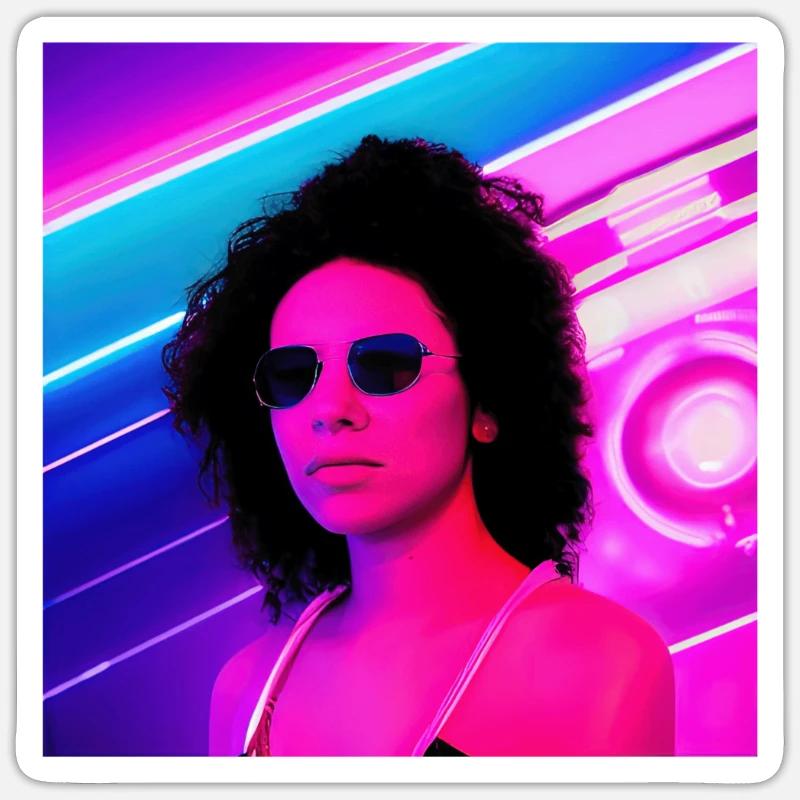 Retrowave Synthwave 80s Character Design - Sticker Größe S (10 x 10 cm) - Mattweiß